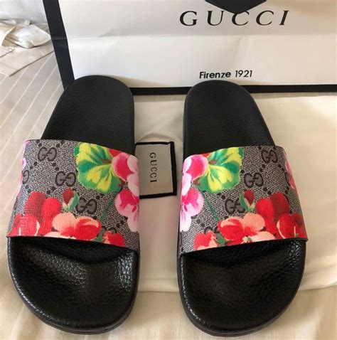 gucci loafer slides with flower|Gucci slides discount.